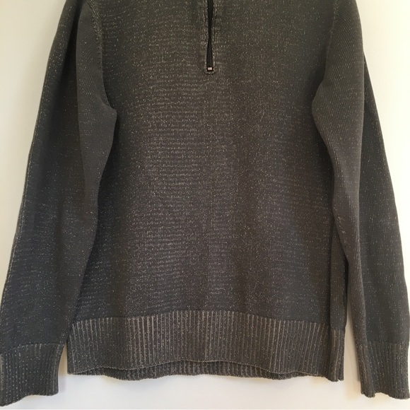 Structure Mens Pull Over Half Zip Grey Brown Sweater - Picture 4 of 15